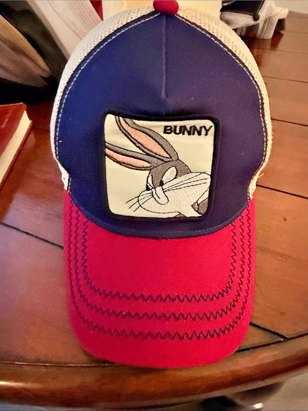 Capslab Looney Tunes Bugs Bunny Trucker Hat in Red & Blue